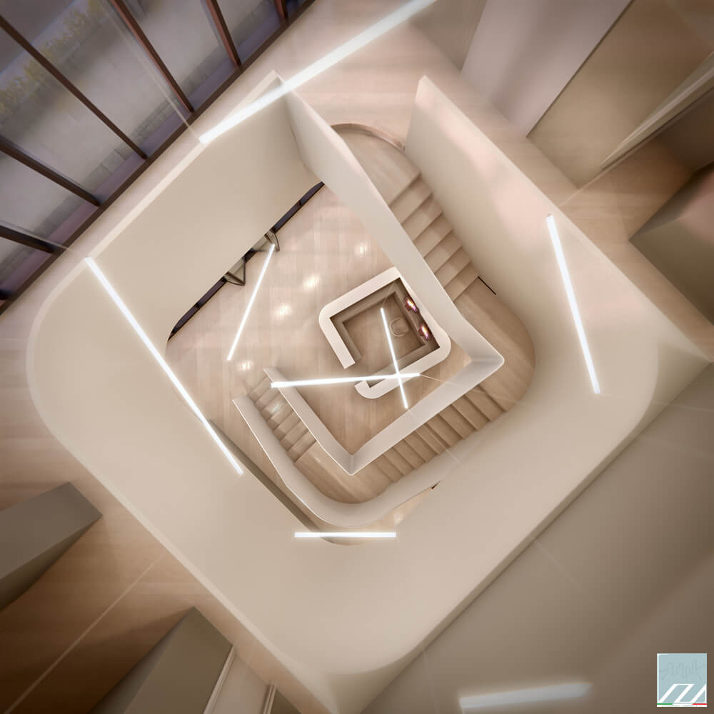 Vista del doppio volume con corpo scala