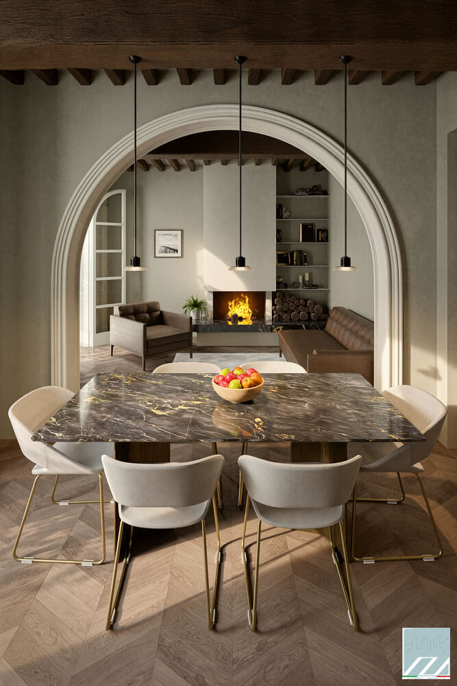 Vista della zona soggiorno dalla zona pranzo