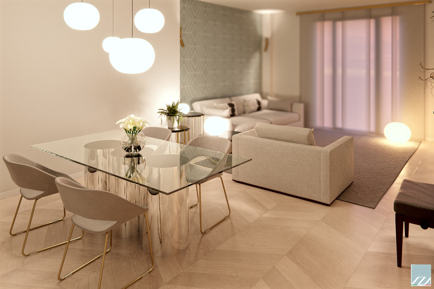 Vista della zona pranzo