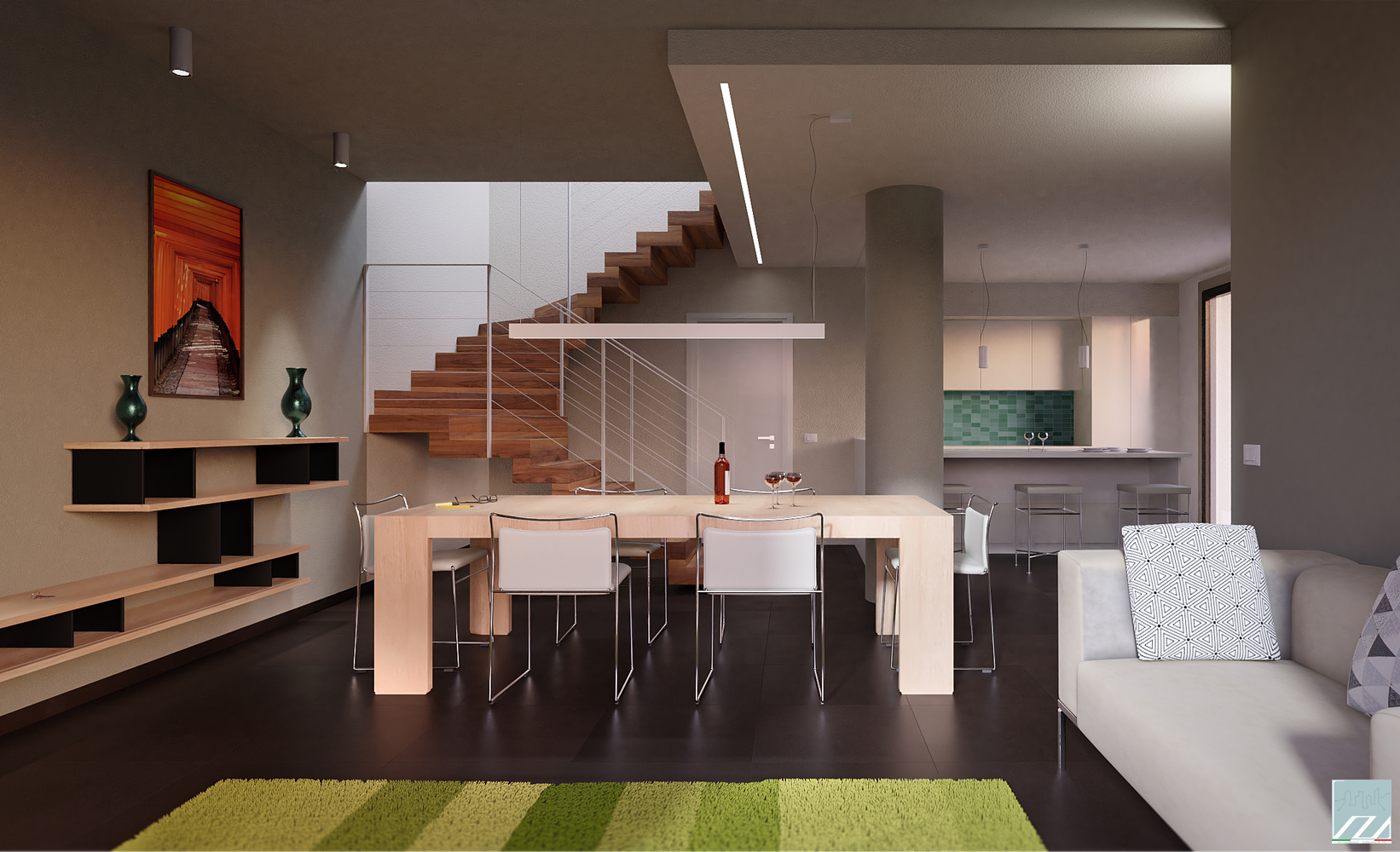 Vista soluzione zona giorno open space