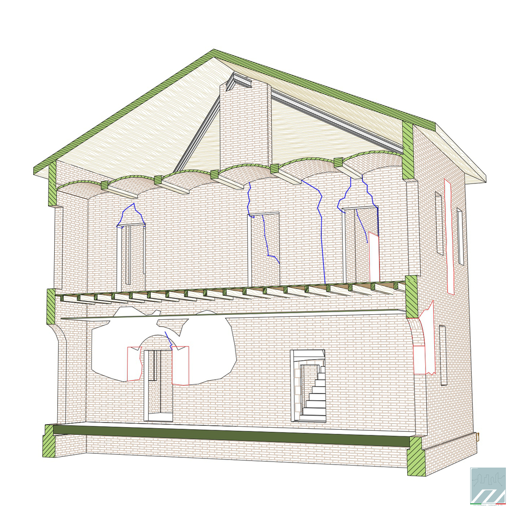 Spaccato dello stato di fatto con quadro fessurativo