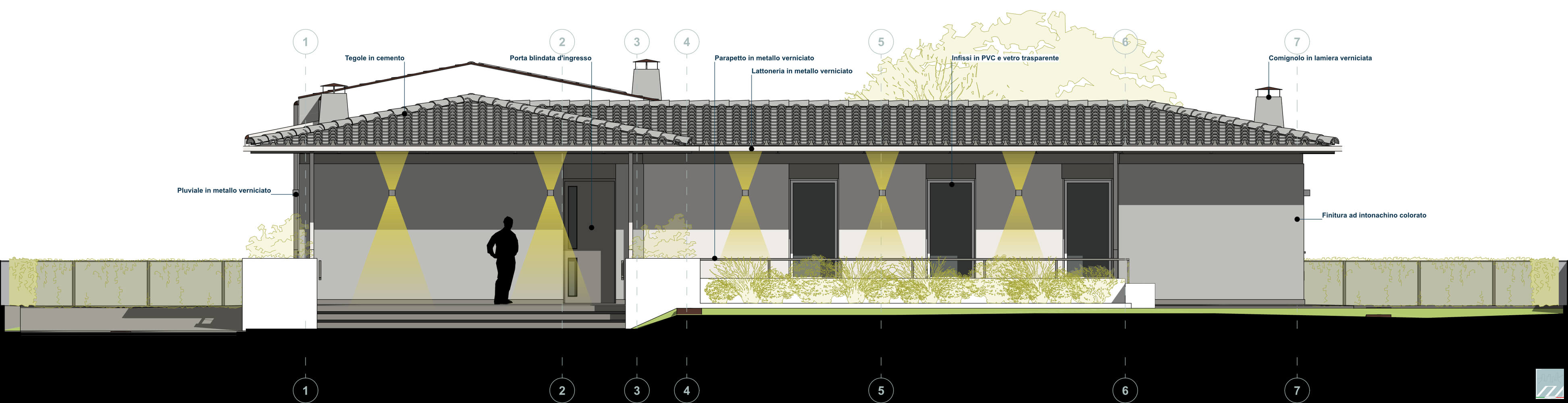 Disegno del prospetto principale