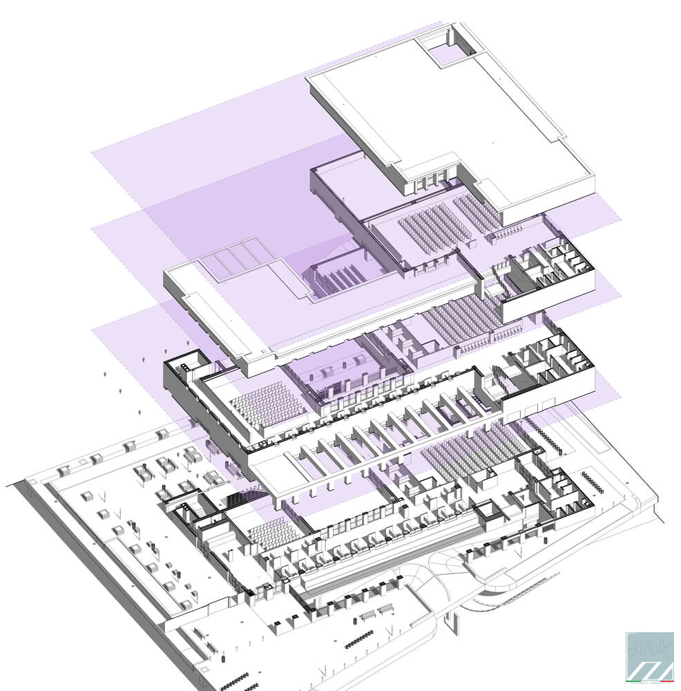Esploso della parte adibita a servizi