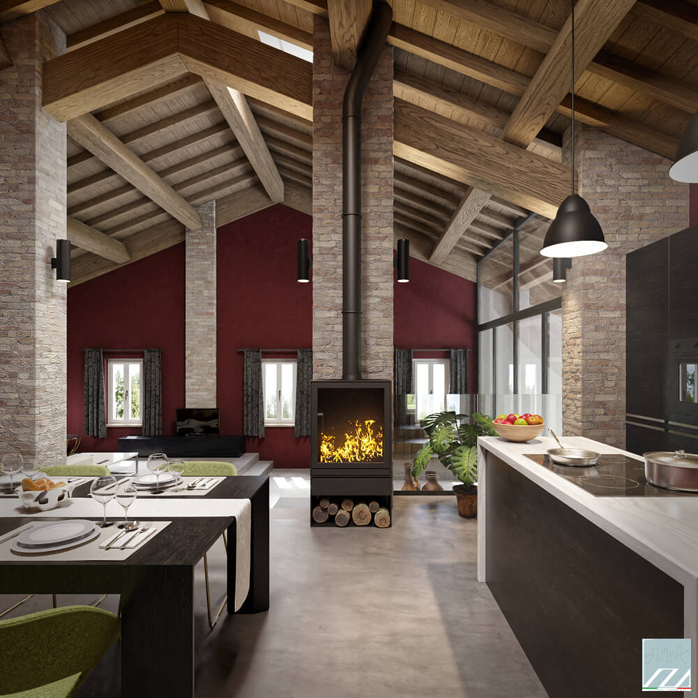 Vista della zona cucina dell'unità posta al primo giorno