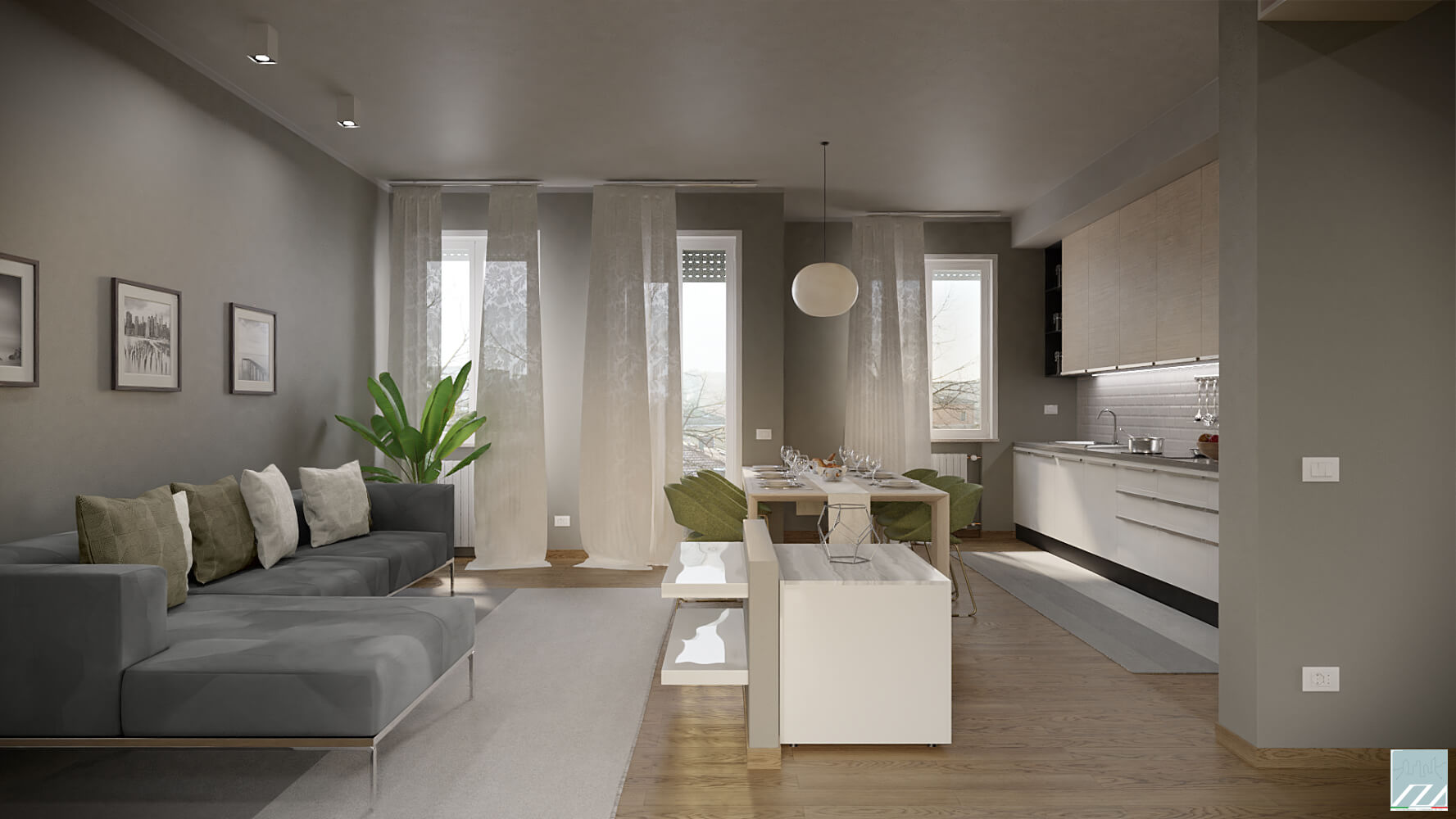 Vista della zona giorno dell'unità più grande